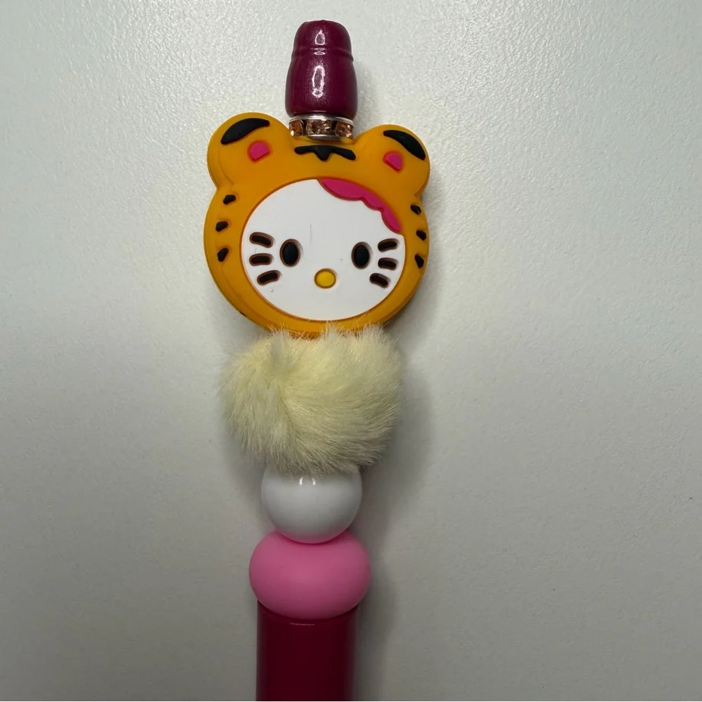 Handmade Kitty Beadable Pen + Mystery Stickers